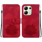 For Xiaomi Redmi Note 13 4G Lotus Embossed Leather Phone Case(Red) - 1