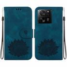 For Xiaomi Redmi K60 Ultra Lotus Embossed Leather Phone Case(Dark Blue) - 1