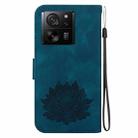 For Xiaomi Redmi K60 Ultra Lotus Embossed Leather Phone Case(Dark Blue) - 3