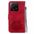 For Xiaomi Redmi K60 Ultra Lotus Embossed Leather Phone Case(Red) - 3