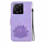 For Xiaomi Redmi K60 Ultra Lotus Embossed Leather Phone Case(Purple) - 3