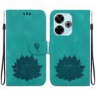 For Redmi 13 4G Lotus Embossed Leather Phone Case(Green) - 1