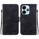 For Redmi 13 4G Lotus Embossed Leather Phone Case(Black) - 1