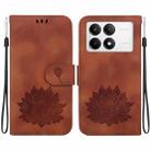 For Redmi K70 / K70 Pro Lotus Embossed Leather Phone Case(Brown) - 1