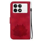 For Redmi K70 / K70 Pro Lotus Embossed Leather Phone Case(Red) - 3