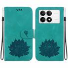 For Redmi K70 / K70 Pro Lotus Embossed Leather Phone Case(Green) - 1