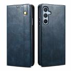 For Samsung Galaxy S25 5G Oil Wax Crazy Horse Texture Leather Phone Case(Blue) - 1