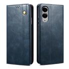 For Samsung Galaxy S25 Edge 5G Oil Wax Crazy Horse Texture Leather Phone Case(Blue) - 1