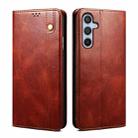 For Samsung Galaxy S25 FE 5G Oil Wax Crazy Horse Texture Leather Phone Case(Brown) - 1