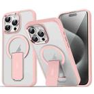 For iPhone 15 Pro Max Acrylic Hybrid TPU MagSafe Holder Phone Case(Pink) - 1