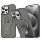 For iPhone 15 Pro Max Acrylic Hybrid TPU MagSafe Holder Phone Case(Titanium Grey) - 1