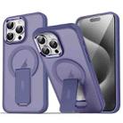 For iPhone 15 Pro Acrylic Hybrid TPU MagSafe Holder Phone Case(Dark Night Purple) - 1