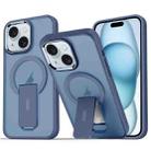 For iPhone 15 Acrylic Hybrid TPU MagSafe Holder Phone Case(Dark Blue) - 1