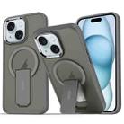 For iPhone 15 Plus / 14 Plus Acrylic Hybrid TPU MagSafe Holder Phone Case(Titanium Grey) - 1