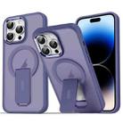 For iPhone 14 Pro Acrylic Hybrid TPU MagSafe Holder Phone Case(Dark Night Purple) - 1