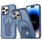 For iPhone 14 Pro Acrylic + TPU MagSafe Holder Phone Case(Dark Blue) - 1