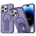 For iPhone 14 Pro Max Acrylic Hybrid TPU MagSafe Holder Phone Case(Dark Night Purple) - 1