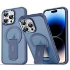 For iPhone 14 Pro Max Acrylic Hybrid TPU MagSafe Holder Phone Case(Dark Blue) - 1