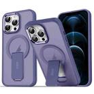 For iPhone 12 Pro Max Acrylic Hybrid TPU MagSafe Holder Phone Case(Dark Night Purple) - 1