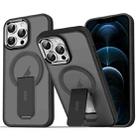 For iPhone 12 Pro Max Acrylic Hybrid TPU MagSafe Holder Phone Case(Black) - 1