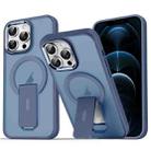 For iPhone 12 Pro Max Acrylic + TPU MagSafe Holder Phone Case(Dark Blue) - 1