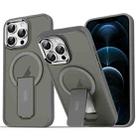 For iPhone 12 Pro Max Acrylic Hybrid TPU MagSafe Holder Phone Case(Titanium Grey) - 1