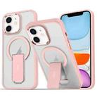 For iPhone 11 Acrylic Hybrid TPU MagSafe Holder Phone Case(Pink) - 1