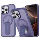 For iPhone 16 Pro Acrylic Hybrid TPU MagSafe Holder Phone Case(Dark Night Purple) - 1