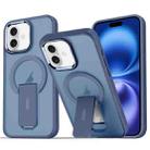 For iPhone 16 Plus Acrylic Hybrid TPU MagSafe Holder Phone Case(Dark Blue) - 1