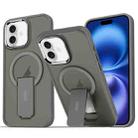 For iPhone 16 Plus Acrylic Hybrid TPU MagSafe Holder Phone Case(Titanium Grey) - 1