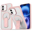 For iPhone 16 Acrylic Hybrid TPU MagSafe Holder Phone Case(Pink) - 1