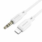 Borofone BL18 AUX Silicone Audio Cable, 3.5mm to 8 Pin Cable(White) - 1