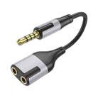 Borofone BL19 2 in 1 Jack 3.5mm Male To 2 x Jack 3.5mm Female Headphone Mic Audio Adapter Cable, Length: 15cm(Black) - 2