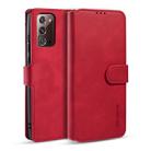 For Samsung Galaxy Note20 DG.MING Retro Oil Side Horizontal Flip Case with Holder & Card Slots & Wallet(Red) - 1