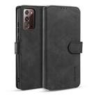 For Samsung Galaxy Note20 DG.MING Retro Oil Side Horizontal Flip Case with Holder & Card Slots & Wallet(Black) - 1