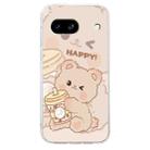 For Google Pixel 7a Colored Drawing Pattern Transparent TPU Phone Case(Bear) - 3