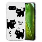 For Google Pixel 7a Colored Drawing Pattern Transparent TPU Phone Case(Black Cat) - 1