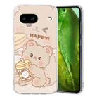 For Google Pixel 8a Colored Drawing Pattern Transparent TPU Phone Case(Bear) - 1