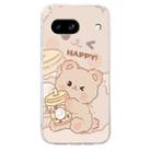 For Google Pixel 8a Colored Drawing Pattern Transparent TPU Phone Case(Bear) - 3