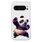 For Google Pixel 9 Colored Drawing Pattern Transparent TPU Phone Case(Panda) - 3