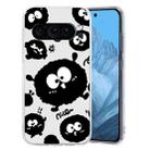 For Google Pixel 9 Colored Drawing Pattern Transparent TPU Phone Case(Black Eye) - 1