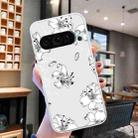 For Google Pixel 9 Colored Drawing Pattern Transparent TPU Phone Case(White Flower) - 2