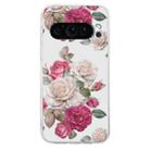 For Google Pixel 9 Colored Drawing Pattern Transparent TPU Phone Case(Peony) - 3