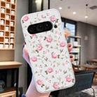 For Google Pixel 9 Colored Drawing Pattern Transparent TPU Phone Case(Pink Floral) - 2