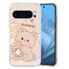 For Google Pixel 9 Colored Drawing Pattern Transparent TPU Phone Case(Bear) - 1