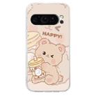 For Google Pixel 9 Colored Drawing Pattern Transparent TPU Phone Case(Bear) - 3