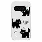 For Google Pixel 9 Colored Drawing Pattern Transparent TPU Phone Case(Black Cat) - 3