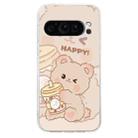 For Google Pixel 9 Pro Colored Drawing Pattern Transparent TPU Phone Case(Bear) - 3