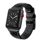 For Apple Watch Series 7 45mm / 6 & SE & 5 & 4 44mm / 3 & 2 & 1 42mm Nail Style Leather Retro Wrist Strap(Black) - 1