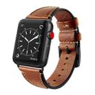 For Apple Watch Series 7 45mm / 6 & SE & 5 & 4 44mm / 3 & 2 & 1 42mm Nail Style Leather Retro Wrist Strap(Brown) - 1